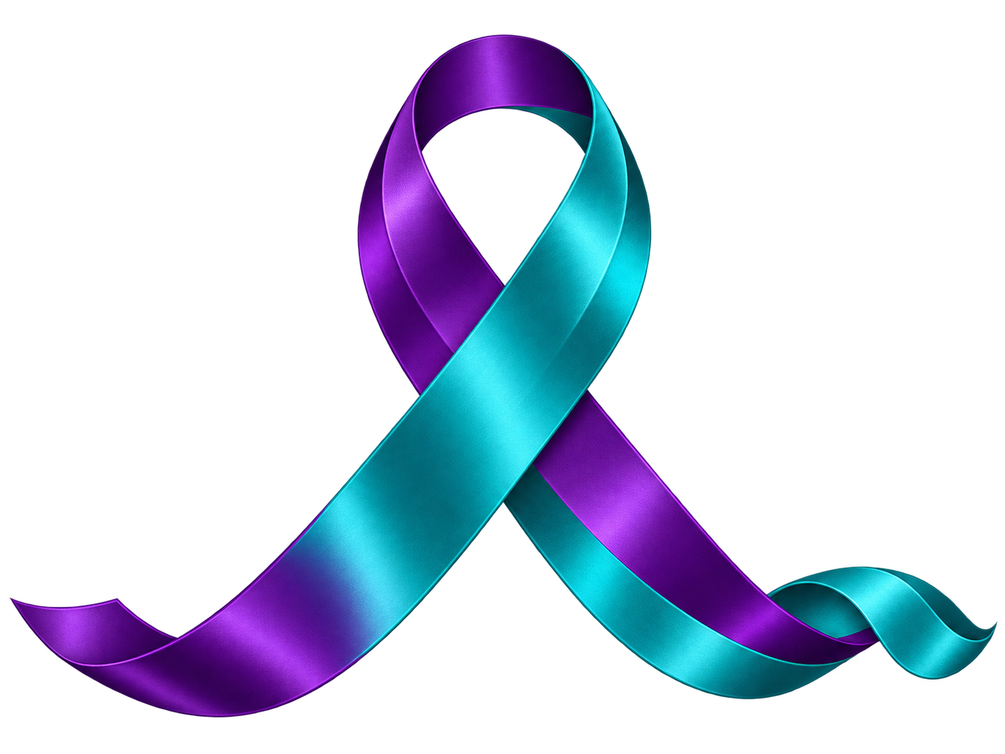 Interwoven purple and teal awareness ribbon